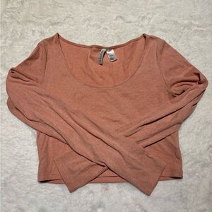 H&M Peach Fitted Long Sleeve T-Shirt